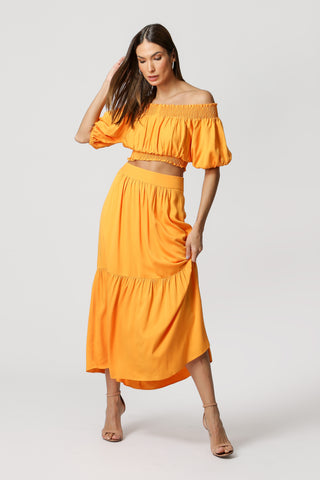 Blusa con hombros descubiertos y tejido elástico - SOL