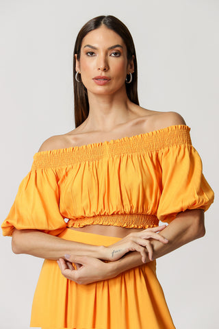 Blusa con hombros descubiertos y tejido elástico - SOL