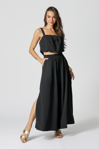 Blusa globo con tirantes anchos - NEGRA