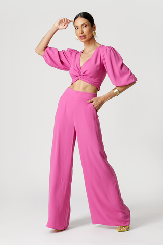 Blusa con mangas abullonadas - FUCSIA