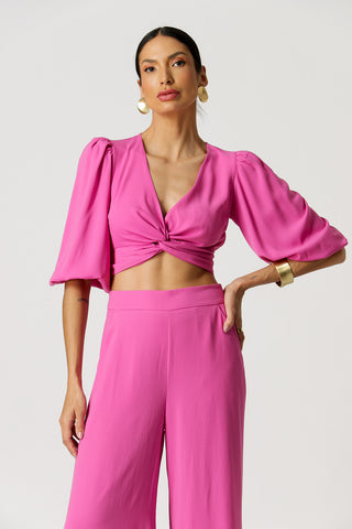 Blusa con mangas abullonadas - FUCSIA