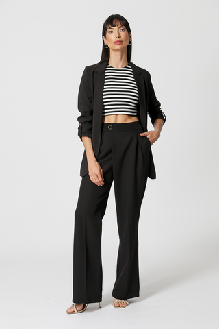Blusa Cropped Listrada - PRETO 90142