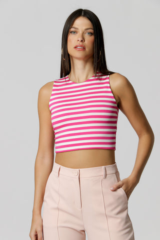 Blusa Cropped Listrada - PINK 90142