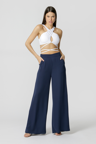 Blusa corta con lazo - BLANCA