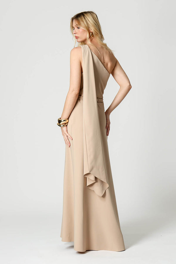 Vestido Longo Ombro Único com Faixa