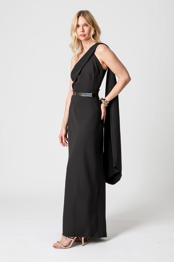 Vestido Longo Ombro Único com Faixa