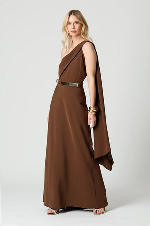 Vestido Longo Ombro Único com Faixa