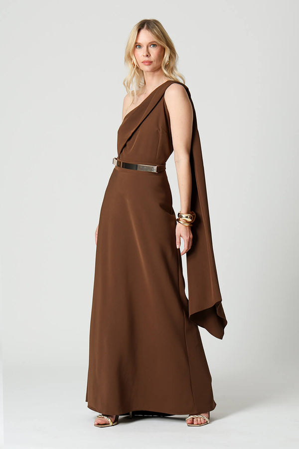 Vestido Longo Ombro Único com Faixa