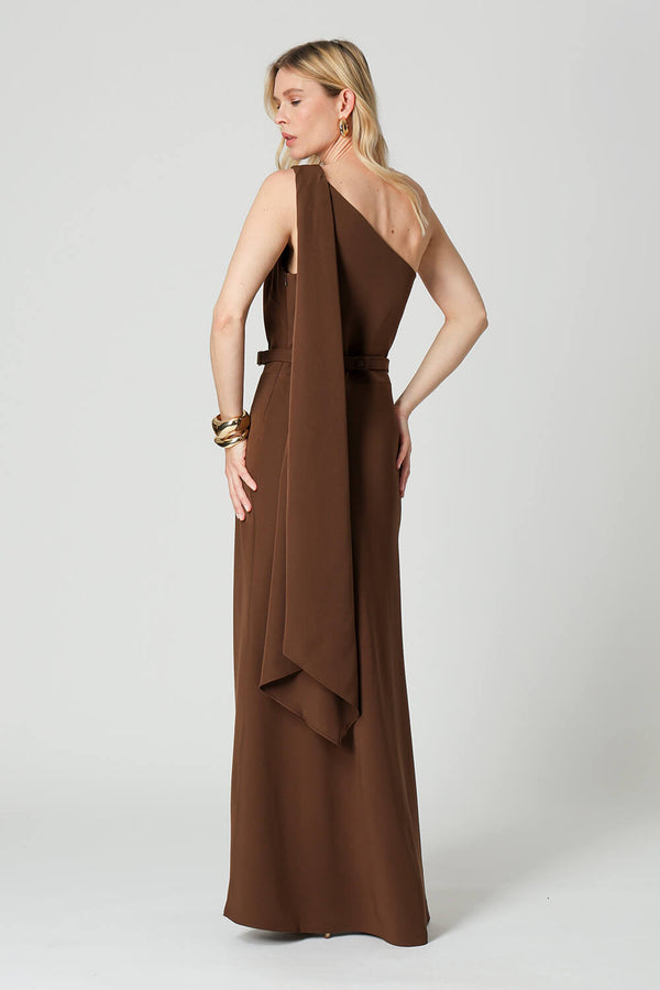 Vestido Longo Ombro Único com Faixa