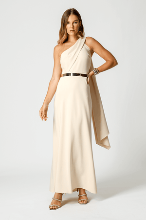 Vestido Longo Ombro Único com Faixa