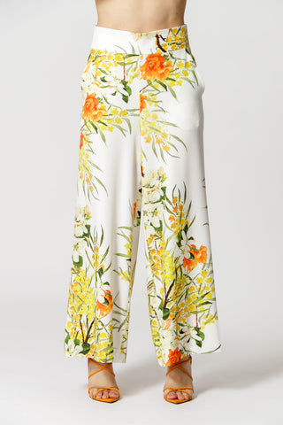 Calça Pantacourt Estampada - AMARELO 1215