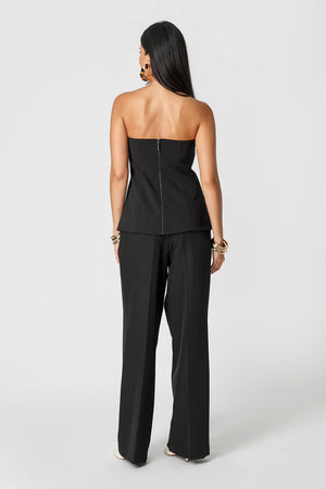 Blusa Strapless Com Decote V Em Alfaiataria