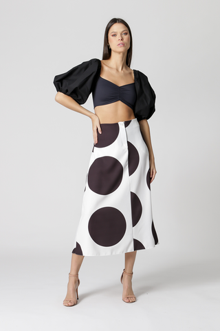 Blusa corta con mangas abullonadas - NEGRA