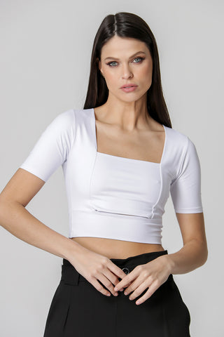 Blusa de escote cuadrado - BLANCA