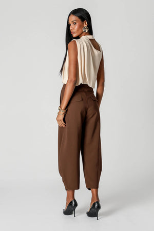 Blusa Balonê Gola Alta em Crepe