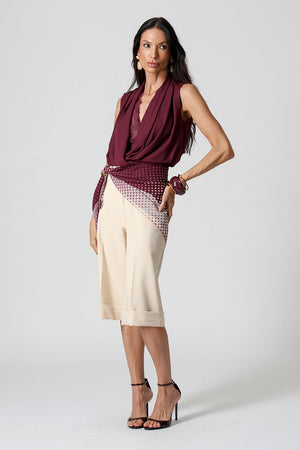 Blusa Balonê Em Crepe Com Top De Renda