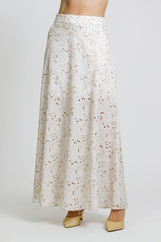 Falda larga bordada Laise - BLANCO ROJO 90156
