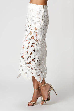 Saia Midi Reta de Renda Guippir