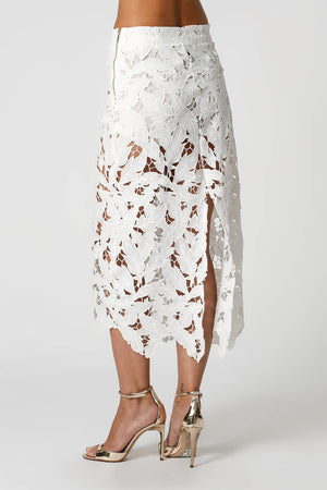 Saia Midi Reta de Renda Guippir