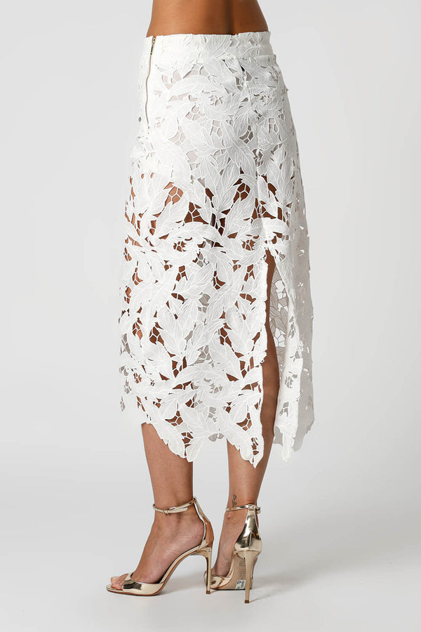 Saia Midi Reta de Renda Guippir