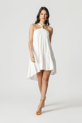 Vestido Amplo Com Pregas - OFF WHITE