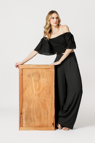 Blusa Laise corta - NEGRA