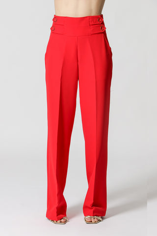 Pantalones rectos de sastre - ROJO