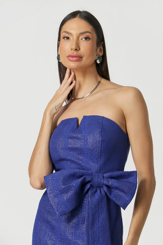Vestido Curto Com Laço - AZULAO