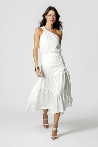 Saia De Viscose Com Franzido - OFF WHITE