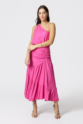Saia De Viscose Com Franzido - PINK