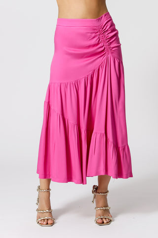 Saia De Viscose Com Franzido - PINK