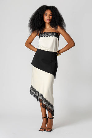 Blusa De Cetim Com Alça e Renda