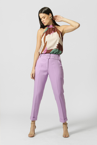 Pantalón de sastre con cinturón - MORADO CLARO