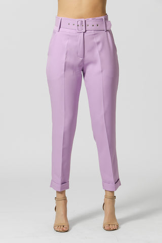 Pantalón de sastre con cinturón - MORADO CLARO