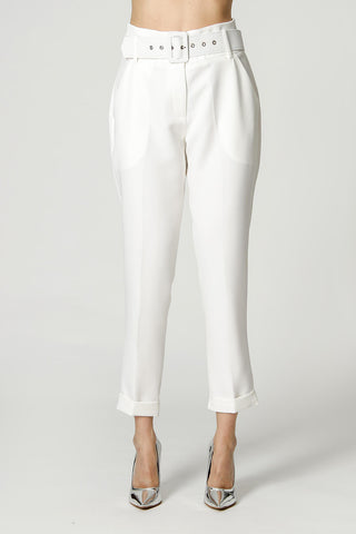Calça Alfaiataria com Cinto - OFF WHITE