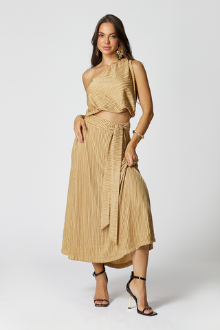 Blusa de un solo hombro con globo - CAMEL 1