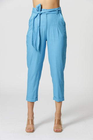 Calça Jogger De Linho - TURQUESA