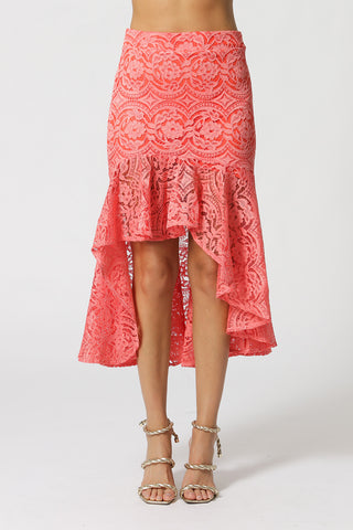 Saia De Babados Com Renda - CORAL
