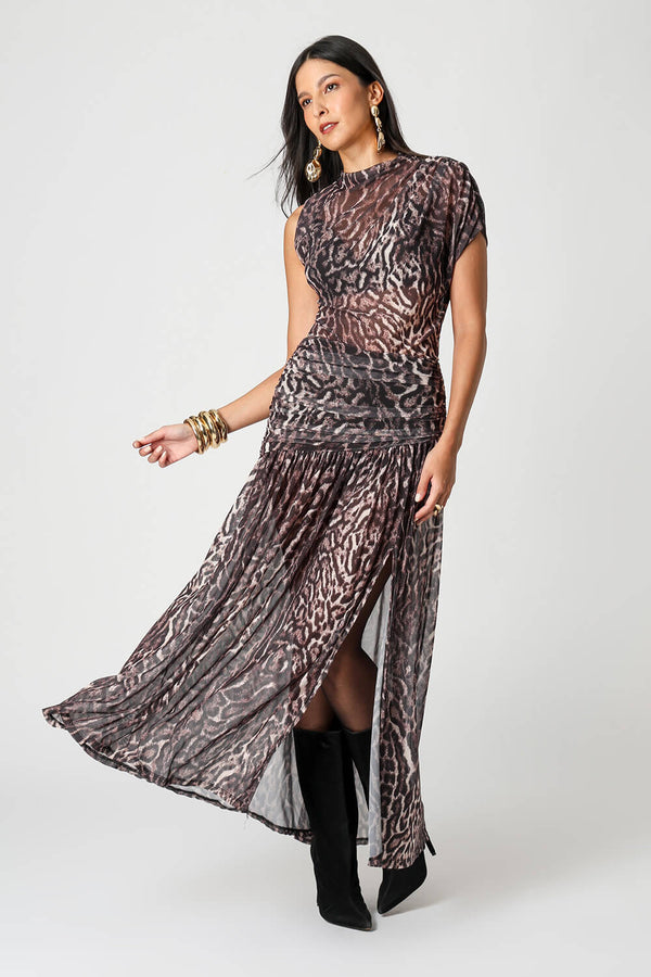 Blusa Assimétrica Em Tule Estampado