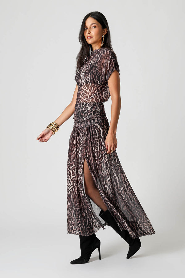 Blusa Assimétrica Em Tule Estampado