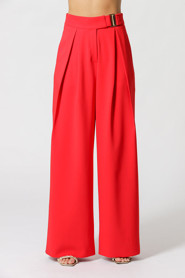 Calça Pantalona De Alfaiataria Com Fivela