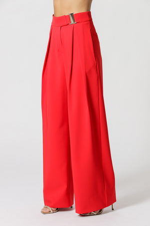 Calça Pantalona De Alfaiataria Com Fivela