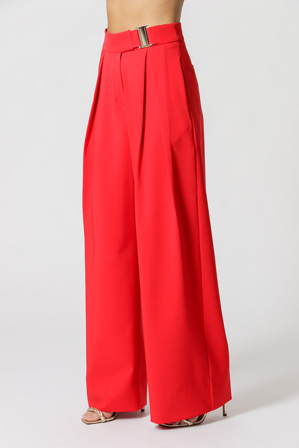 Calça Pantalona De Alfaiataria Com Fivela