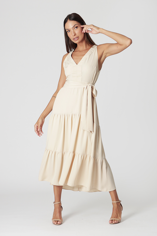 Vestido midi con cuello en V - ARENA