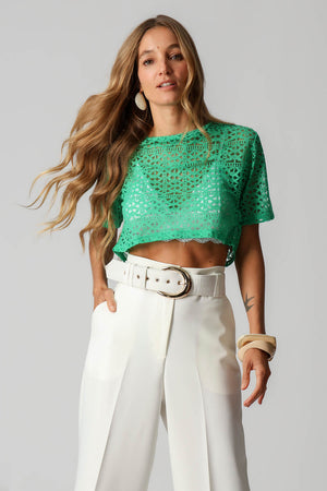 Blusa Cropped Com Transparência TRIMIX