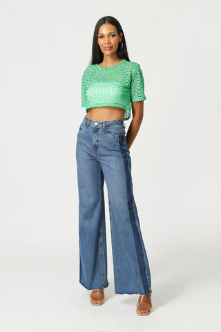 Blusa corta con transparencias - PALMEIRA