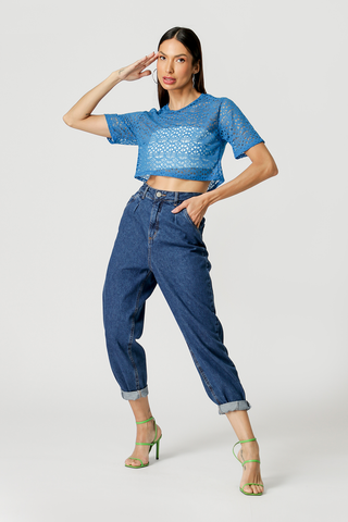 Blusa corta con transparencias - ROYAL