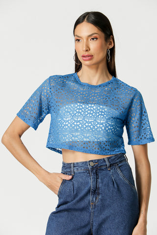 Blusa corta con transparencias - ROYAL