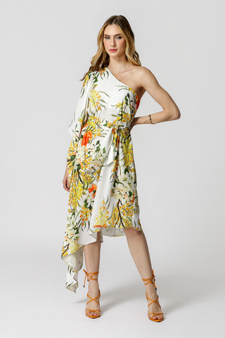 Vestido asimétrico estampado - AMARILLO 1215