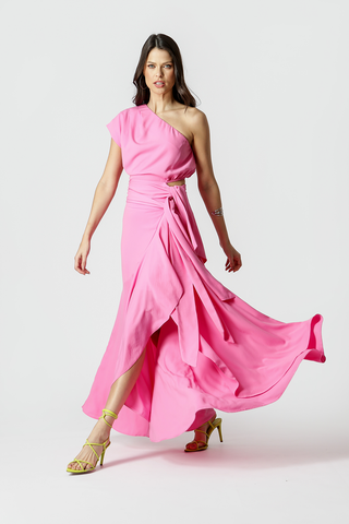 Blusa Um Ombro Só Com Pregas - PINK CLARO